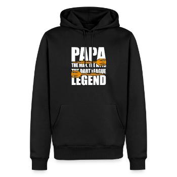 Papa Mann Mythos Dart Legende Dartspieler Vater - Männer Premium Bio Hoodie - Schwarz - Vorne - Nico (187cm)