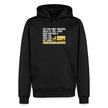 Schulbus Busfahrer Kinder Lächeln Buslenker - Männer Premium Bio Hoodie - Schwarz - Vorne - Nico (187cm)