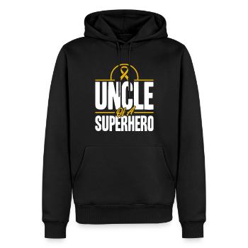 Survivant du ruban jaune d’un cancer infantile - Sweat à capuche Premium bio Homme - noir - Devant - Nico (187cm)