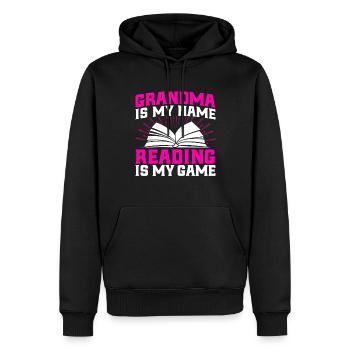 Grand-mère est mon nom Lire est mon jeu Lire un livre - Sweat à capuche Premium bio Homme - noir - Devant - Nico (187cm)