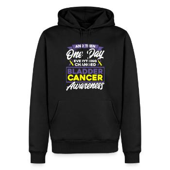 Cancer de la vessie Soutien Lutte contre le cancer de la vessie - Sweat à capuche Premium bio Homme - noir - Devant - Nico (187cm)