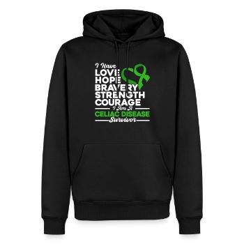 Sensibilisation à la maladie cœliaque Survivant de la maladie cœliaque Green S - Sweat à capuche Premium bio Homme - noir - Devant - Nico (187cm)