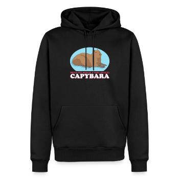 Capybara Maman Capybaras Cadeau - Sweat à capuche Premium bio Homme - noir - Devant - Nico (187cm)