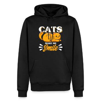 Chats amoureux chats parents chats dictons - Sweat à capuche Premium bio Homme - noir - Devant - Nico (187cm)