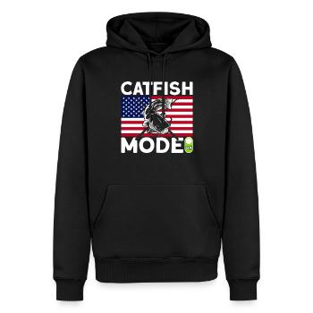Mode poisson-chat sur cadeau de pêche au poisson-chat - Sweat à capuche Premium bio Homme - noir - Devant - Nico (187cm)