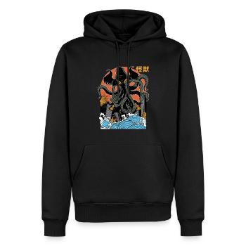 Coucher de soleil géant Cthulhu japonais - Sweat à capuche Premium bio Homme - noir - Devant - Nico (187cm)