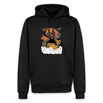 Dragon Géant Coucher de Soleil Japonais - Sweat à capuche Premium bio Homme - noir - Devant - Nico (187cm)