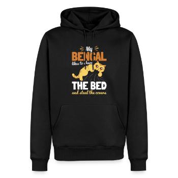 Bengal Katze Im Bett Katzenmama Katzenpapa Geschen - Männer Premium Bio Hoodie - Schwarz - Vorne - Nico (187cm)
