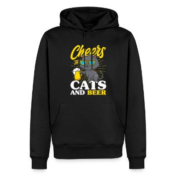 Chat Chat Parents Chats Dictons Cadeau - Sweat à capuche Premium bio Homme - noir - Devant - Nico (187cm)
