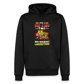 Grenouille aux yeux rouges Rainette Grenouilles Cadeau - Sweat à capuche Premium bio Homme - noir - Devant - Nico (187cm)