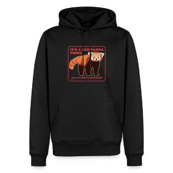 Panda roux | Pandas roux Panda Rouge Cadeau - Sweat à capuche Premium bio Homme - noir - Devant - Nico (187cm)