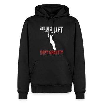 Lift Defy Gravity Weight Entraînement musculaire - Sweat à capuche Premium bio Homme - noir - Devant - Nico (187cm)