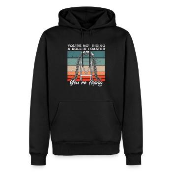 Vintage Achterbahn Wie Fliegen Retro Erlebnispark - Männer Premium Bio Hoodie - Schwarz - Vorne - Nico (187cm)