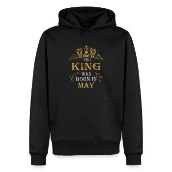 Ce roi est né en mai – mai - Sweat à capuche Premium bio Homme - noir - Devant - Nico (187cm)
