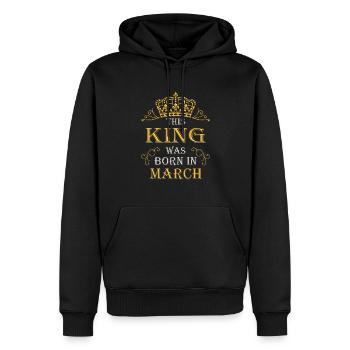 Ce roi est né en mars – mars - Sweat à capuche Premium bio Homme - noir - Devant - Nico (187cm)