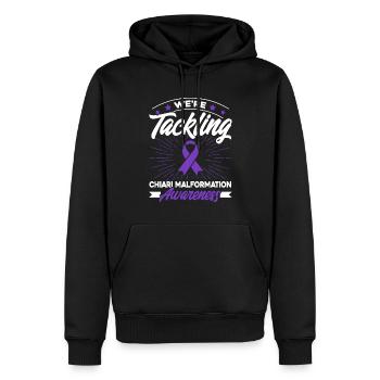Purple Bow Chiari Malformation Support Ch - Sweat à capuche Premium bio Homme - noir - Devant - Nico (187cm)
