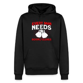 Jeder Mann braucht Boxhandschuhe Boxen Geschenk - Männer Premium Bio Hoodie - Schwarz - Vorne - Nico (187cm)