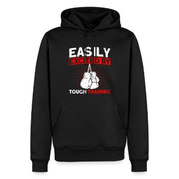 Facilement excité par un cadeau de boxe d’entraînement dur - Sweat à capuche Premium bio Homme - noir - Devant - Nico (187cm)