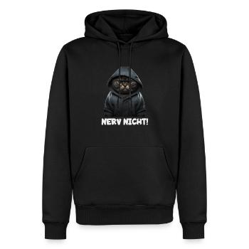 Witzige Katze mit dem Spruch NERV NICHT! - Männer Premium Bio Hoodie - Schwarz - Vorne - Nico (187cm)