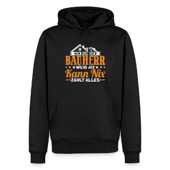 Bin Nur Der Bauherr Weiß Nix Kann Nix Zahlt Alles - Männer Premium Bio Hoodie - Schwarz - Vorne - Nico (187cm)