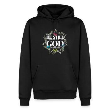 Don religieux chrétien inspirant - Sweat à capuche Premium bio Homme - noir - Devant - Nico (187cm)