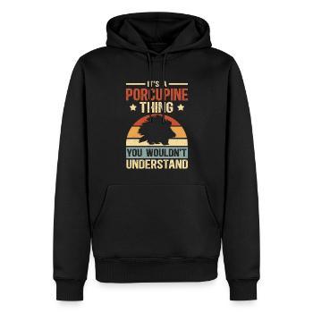 Cadeau de porc-épic - Sweat à capuche Premium bio Homme - noir - Devant - Nico (187cm)