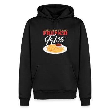 Pommes Frites Fast Food Fastfood Fritten Geschenk - Männer Premium Bio Hoodie - Schwarz - Vorne - Nico (187cm)