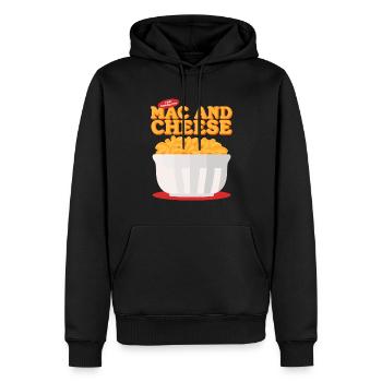 Macaroni au fromage | Cadeau de macaroni au fromage - Sweat à capuche Premium bio Homme - noir - Devant - Nico (187cm)