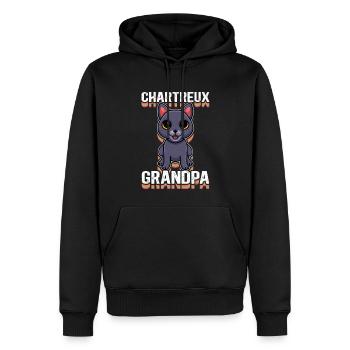 Chartreux Grand-père Chartreux Chat Cadeau - Sweat à capuche Premium bio Homme - noir - Devant - Nico (187cm)
