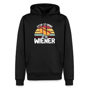 Arrête de regarder ma saucisse Hot Dog Geschen - Sweat à capuche Premium bio Homme - noir - Devant - Nico (187cm)