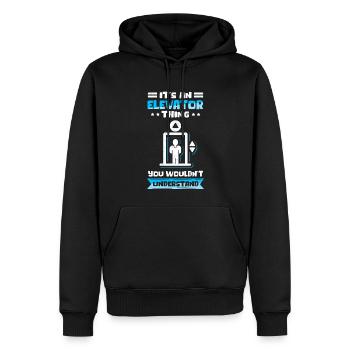 Fahrstuhl Aufzug | Aufzugsmechaniker Geschenk - Männer Premium Bio Hoodie - Schwarz - Vorne - Nico (187cm)