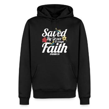 Don chrétien inspirant de Jésus Dieu - Sweat à capuche Premium bio Homme - noir - Devant - Nico (187cm)