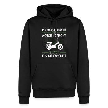 Moped Mokick Lustig Auspuff Dröhnt Motor Kreischt - Männer Premium Bio Hoodie - Schwarz - Vorne - Nico (187cm)
