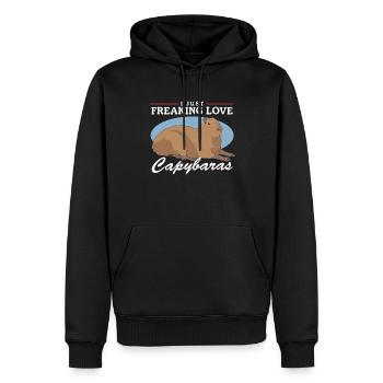 Capybara Capybara Capybaras Cadeau - Sweat à capuche Premium bio Homme - noir - Devant - Nico (187cm)