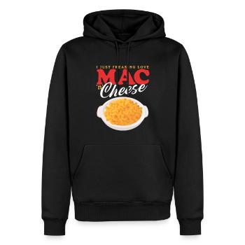 Macaroni au fromage | Mac et fromage cadeau - Sweat à capuche Premium bio Homme - noir - Devant - Nico (187cm)