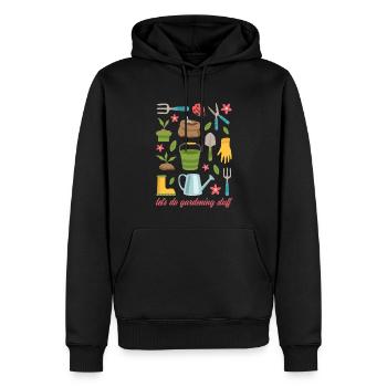 Jardin, jardinier amateur, jardinage, jardinier, cadeau - Sweat à capuche Premium bio Homme - noir - Devant - Nico (187cm)