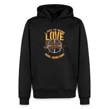 Chasse au sanglier Chasseurs Cadeau de chasse au sanglier - Sweat à capuche Premium bio Homme - noir - Devant - Nico (187cm)