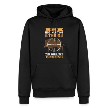 Wild Boar Hunting Hunters Hunting Wild Boars Gift - Men’s Premium Organic Hoodie - black - Front - Nico (187cm)