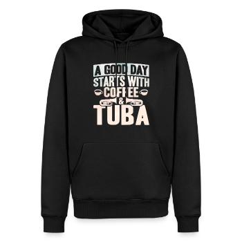 Tuba Kaffee und Tuba Geschenk - Männer Premium Bio Hoodie - Schwarz - Vorne - Nico (187cm)