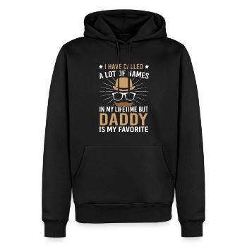 Papa Nom préféré Père Famille Père - Sweat à capuche Premium bio Homme - noir - Devant - Nico (187cm)