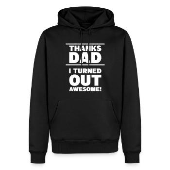 Merci papa, j’ai prouvé une paternité géniale - Sweat à capuche Premium bio Homme - noir - Devant - Nico (187cm)