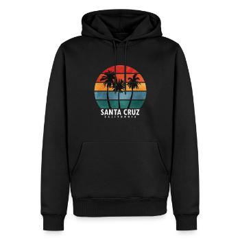 Santa Cruz California Sonnenuntergang 70er 80er - Männer Premium Bio Hoodie - Schwarz - Vorne - Nico (187cm)