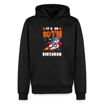 10e anniversaire 10 ans Idée cadeau - Sweat à capuche Premium bio Homme - noir - Devant - Nico (187cm)