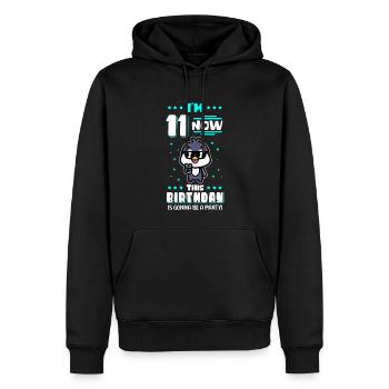 11e anniversaire 11 ans cadeau - Sweat à capuche Premium bio Homme - noir - Devant - Nico (187cm)