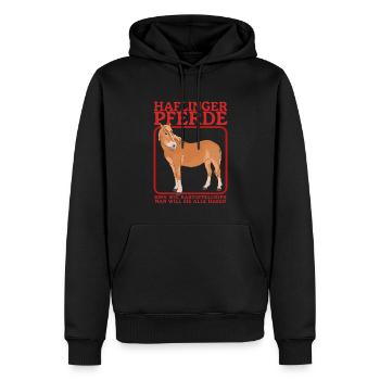 Haflinger Pferd | Haffi Pferdebesitzer Geschenk - Männer Premium Bio Hoodie - Schwarz - Vorne - Nico (187cm)