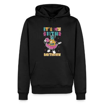 11e anniversaire 11 ans Cadeau Idée Cadeau Cadeau - Sweat à capuche Premium bio Homme - noir - Devant - Nico (187cm)