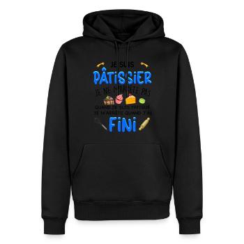 Patissier Citation Passion Travail Patisserie - Sweat à capuche Premium bio Homme - noir - Devant - Nico (187cm)