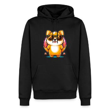 Drôle de chien beignet - Sweat à capuche Premium bio Homme - noir - Devant - Nico (187cm)