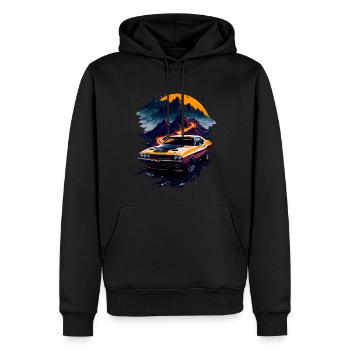 Voiture de sport classique - Sweat à capuche Premium bio Homme - noir - Devant - Nico (187cm)