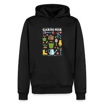 Jardin, jardinier amateur, jardinage, jardinier, cadeau - Sweat à capuche Premium bio Homme - noir - Devant - Nico (187cm)